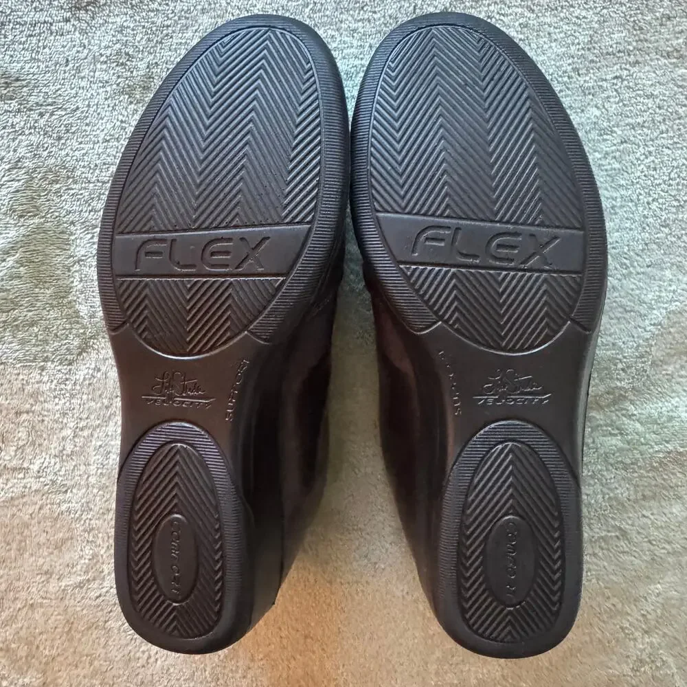 LifeStride Leather Slip On Comfort Shoes Low Wedge Elastic Gore Walking 8
